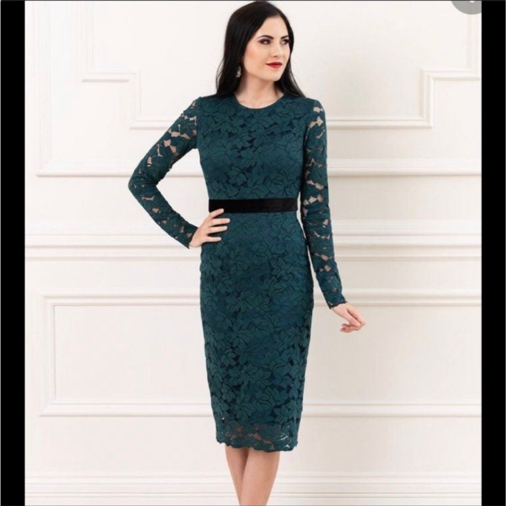 Rachel Parcell Green Lace Midi Dress size XS